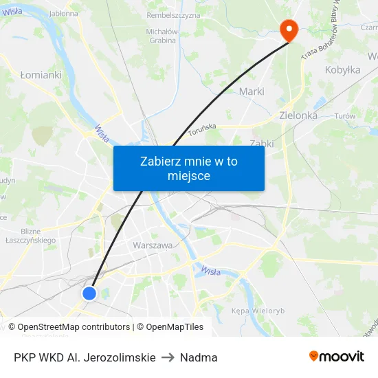 PKP WKD Al. Jerozolimskie to Nadma map