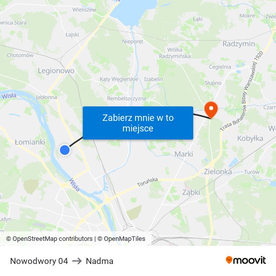 Nowodwory to Nadma map