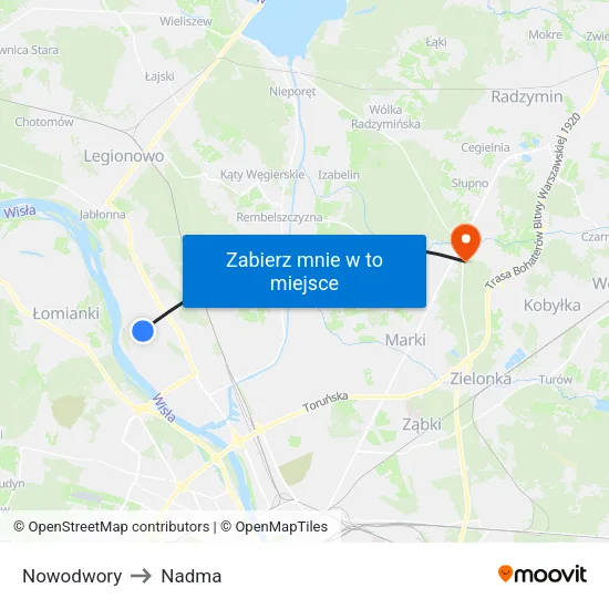 Nowodwory to Nadma map