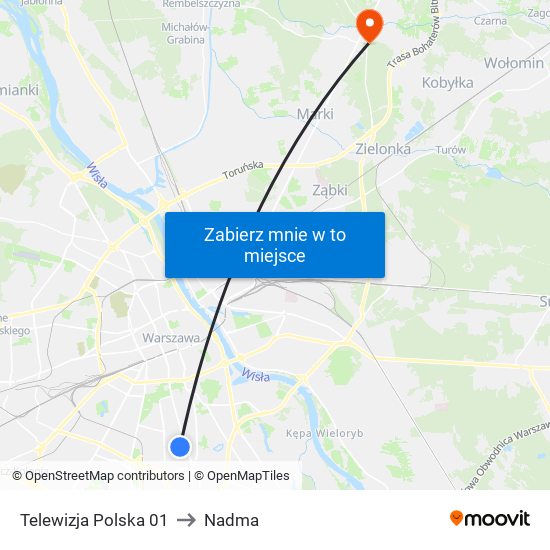 Telewizja Polska 01 to Nadma map