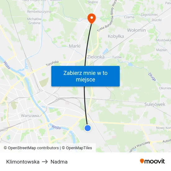 Klimontowska to Nadma map