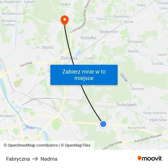 Fabryczna to Nadma map