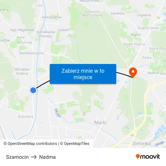 Szamocin to Nadma map