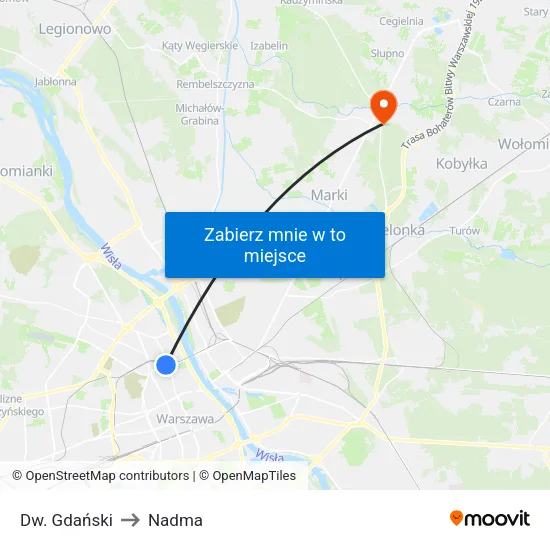 Dw. Gdański to Nadma map