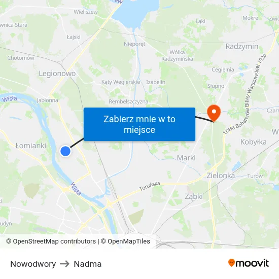 Nowodwory to Nadma map