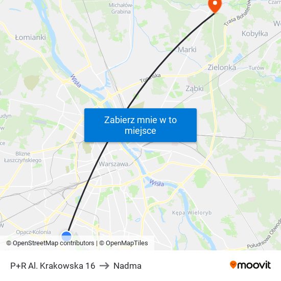 P+R Al. Krakowska 16 to Nadma map