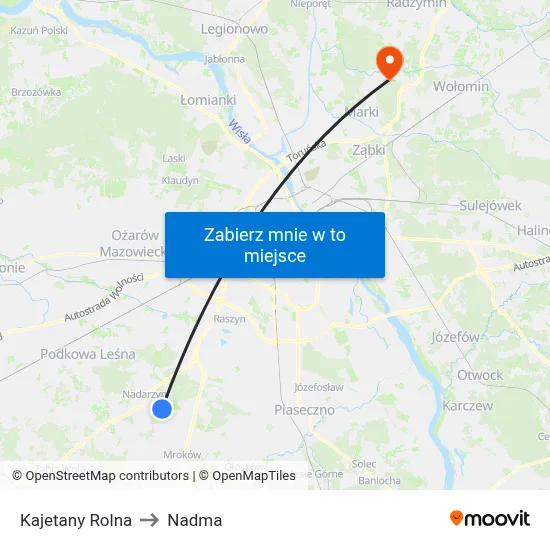 Kajetany Rolna to Nadma map