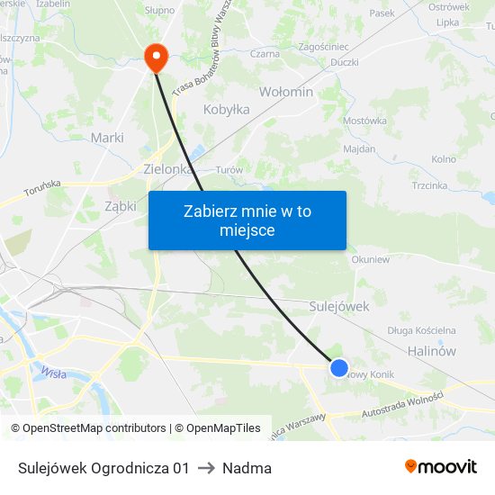 Sulejówek Ogrodnicza to Nadma map