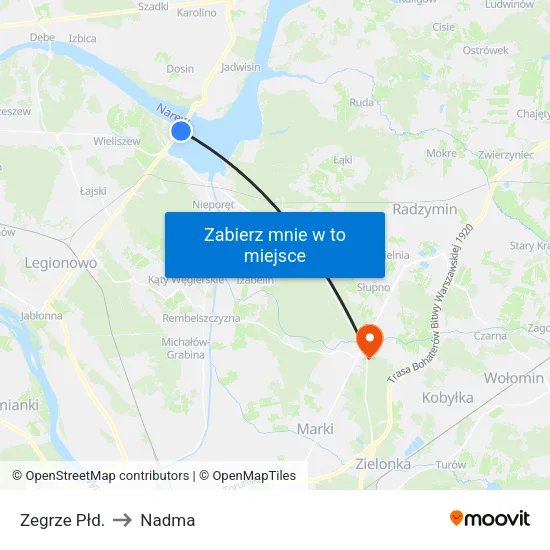 Zegrze Płd. to Nadma map