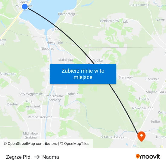 Zegrze Płd. to Nadma map