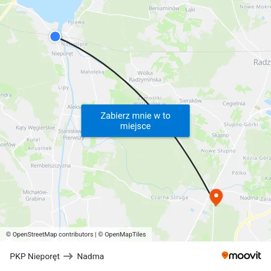PKP Nieporęt to Nadma map