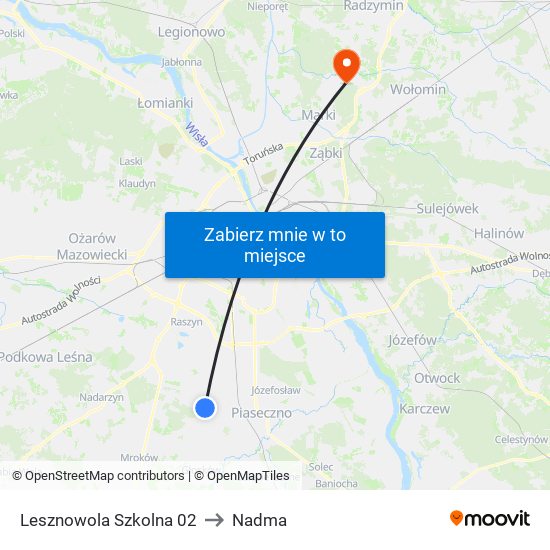 Lesznowola Szkolna 02 to Nadma map