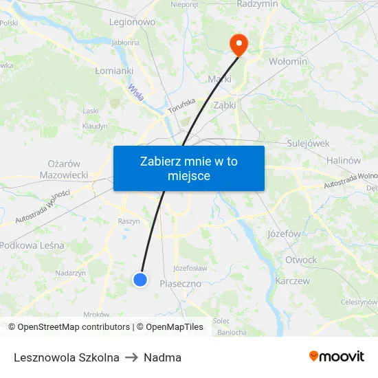 Lesznowola Szkolna to Nadma map