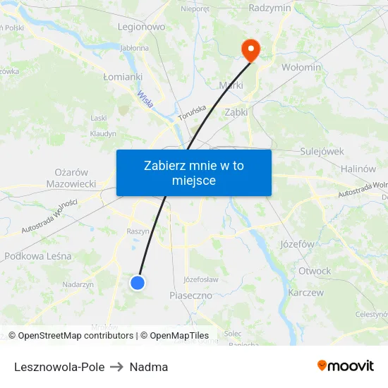 Lesznowola - Pole to Nadma map