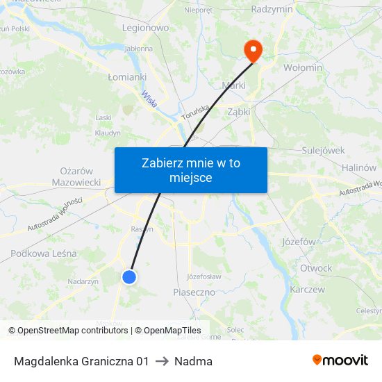 Magdalenka Graniczna to Nadma map