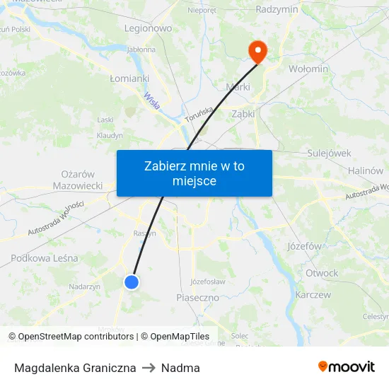 Magdalenka Graniczna to Nadma map