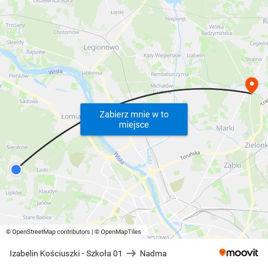 Izabelin Kościuszki-Szkoła to Nadma map