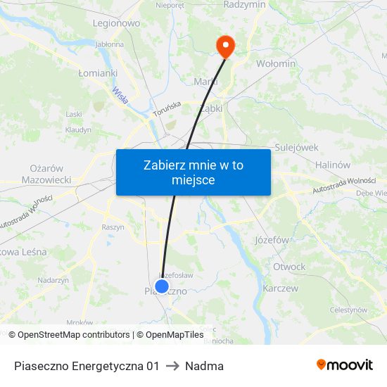 Piaseczno Energetyczna to Nadma map