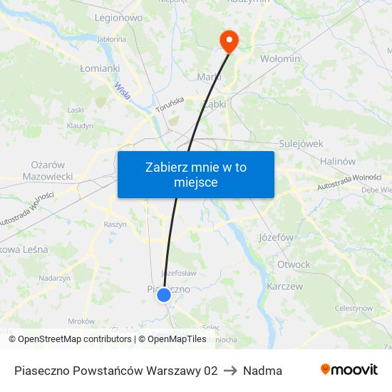 Piaseczno Powstańców Warszawy 02 to Nadma map