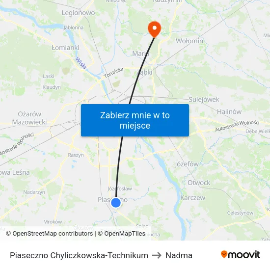 Piaseczno Chyliczkowska - Technikum to Nadma map