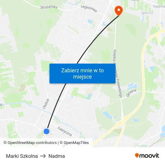Marki Szkolna to Nadma map