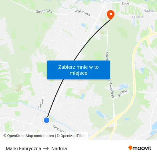 Marki Fabryczna to Nadma map