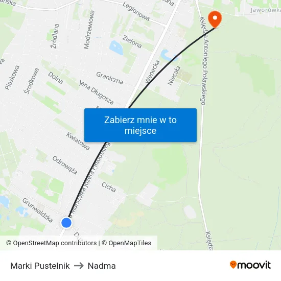Marki Pustelnik to Nadma map