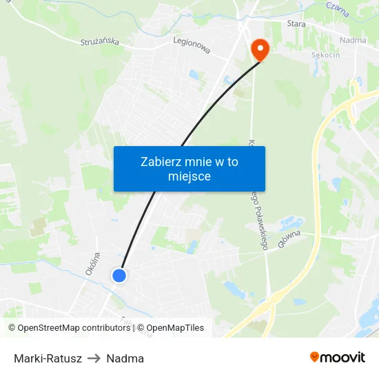 Marki - Ratusz to Nadma map