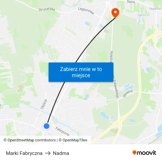 Marki Fabryczna to Nadma map