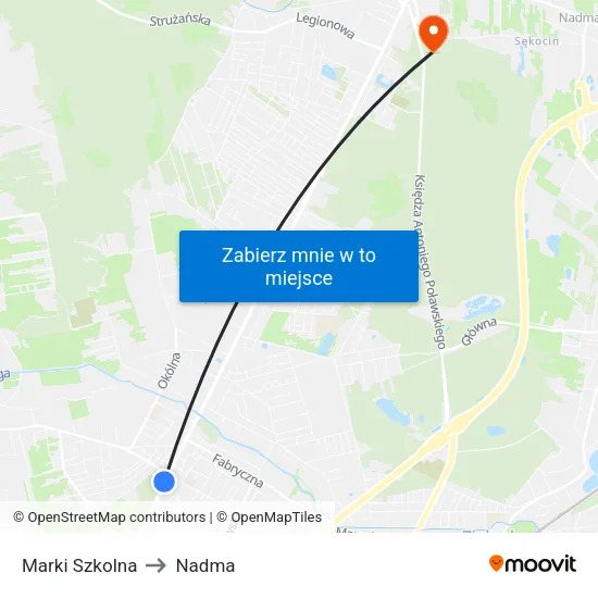 Marki Szkolna to Nadma map