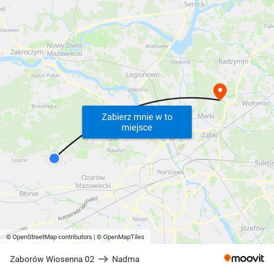 Zaborów Wiosenna 02 to Nadma map