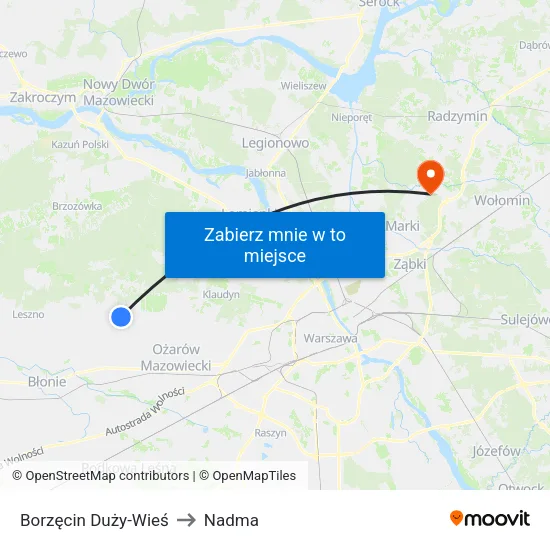 Borzęcin Duży - Wieś to Nadma map