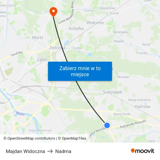 Majdan Widoczna to Nadma map