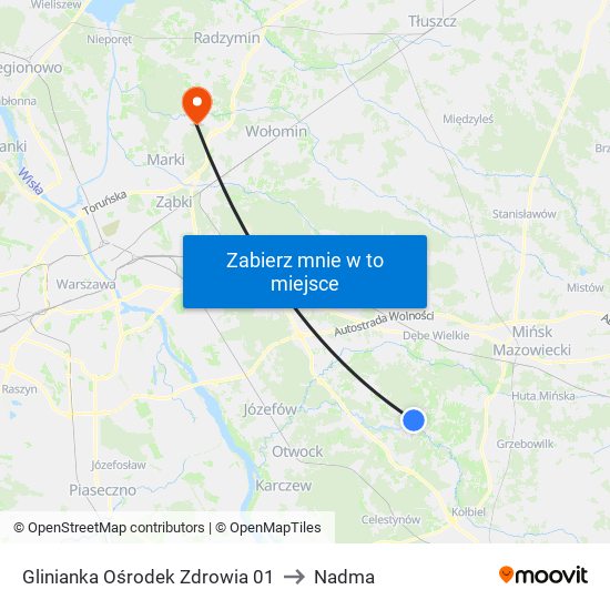 Glinianka Ośrodek Zdrowia 01 to Nadma map