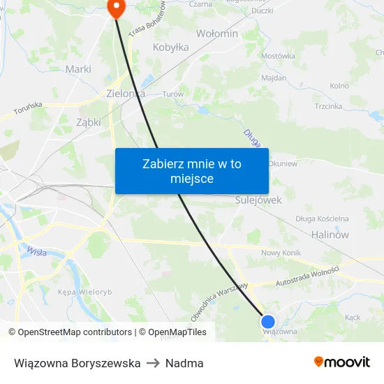 Wiązowna Boryszewska to Nadma map