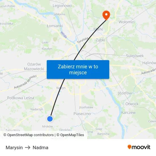 Marysin to Nadma map