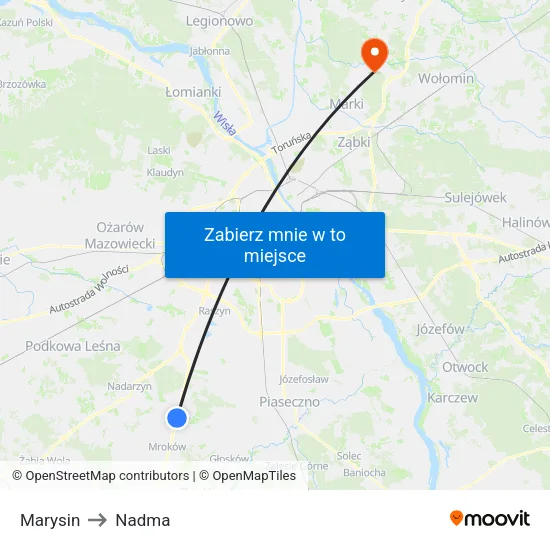 Marysin to Nadma map