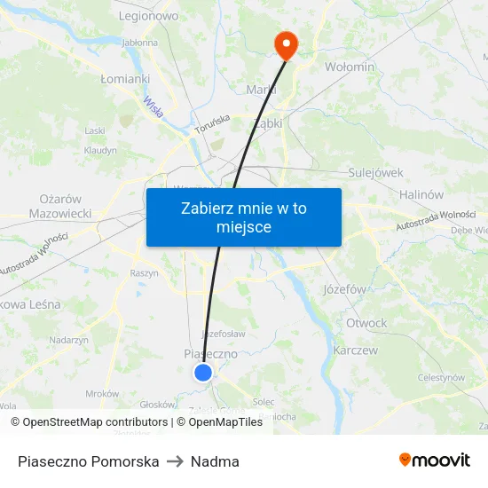 Piaseczno Pomorska to Nadma map