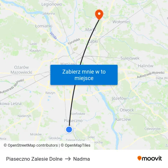 Piaseczno Zalesie Dolne to Nadma map