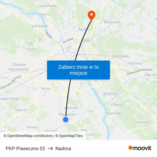 PKP Piaseczno 02 to Nadma map