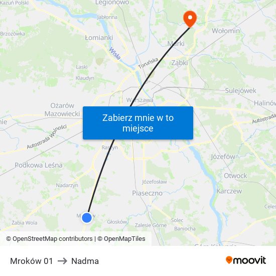 Mroków to Nadma map