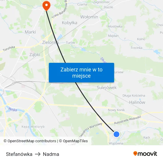 Stefanówka to Nadma map