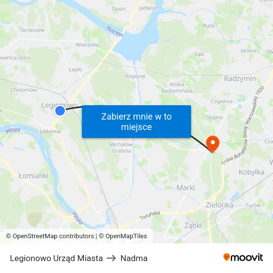 Legionowo Urząd Miasta to Nadma map