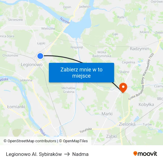 Legionowo Al. Sybiraków to Nadma map