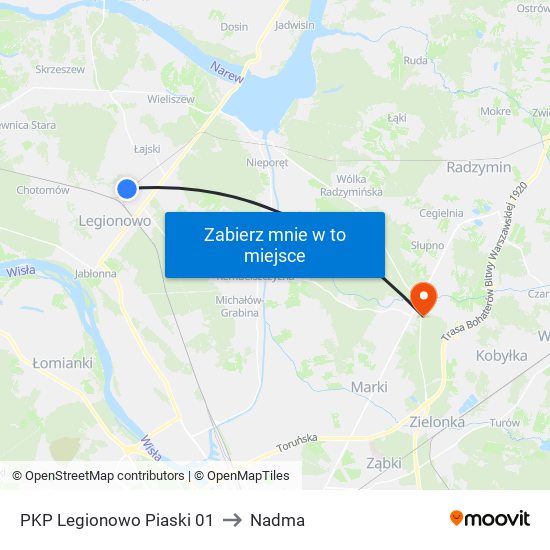 PKP Legionowo Piaski 01 to Nadma map