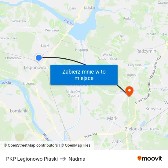 PKP Legionowo Piaski to Nadma map