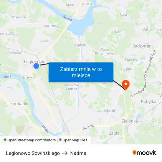 Legionowo Sowińskiego to Nadma map