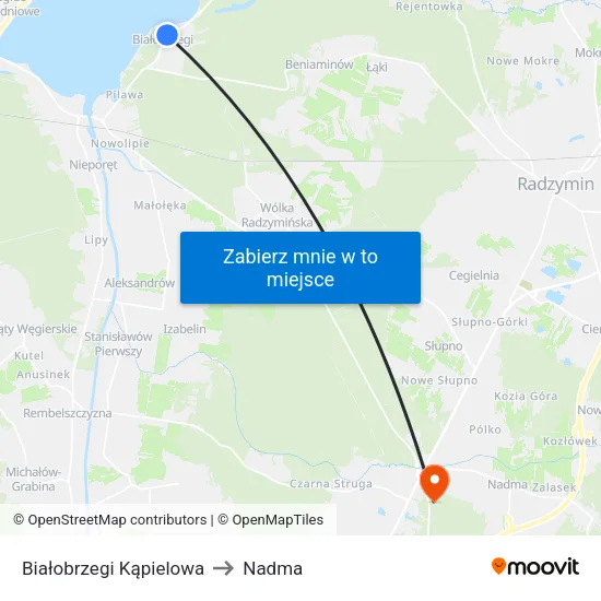 Białobrzegi Kąpielowa to Nadma map