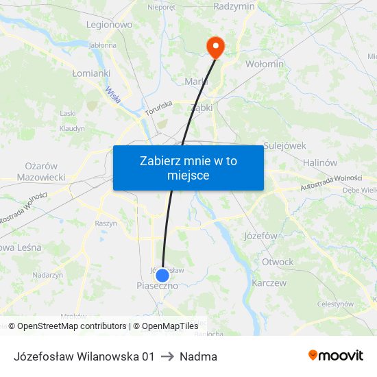 Józefosław Wilanowska 01 to Nadma map