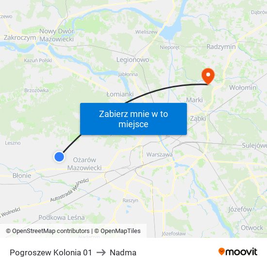 Pogroszew Kolonia to Nadma map